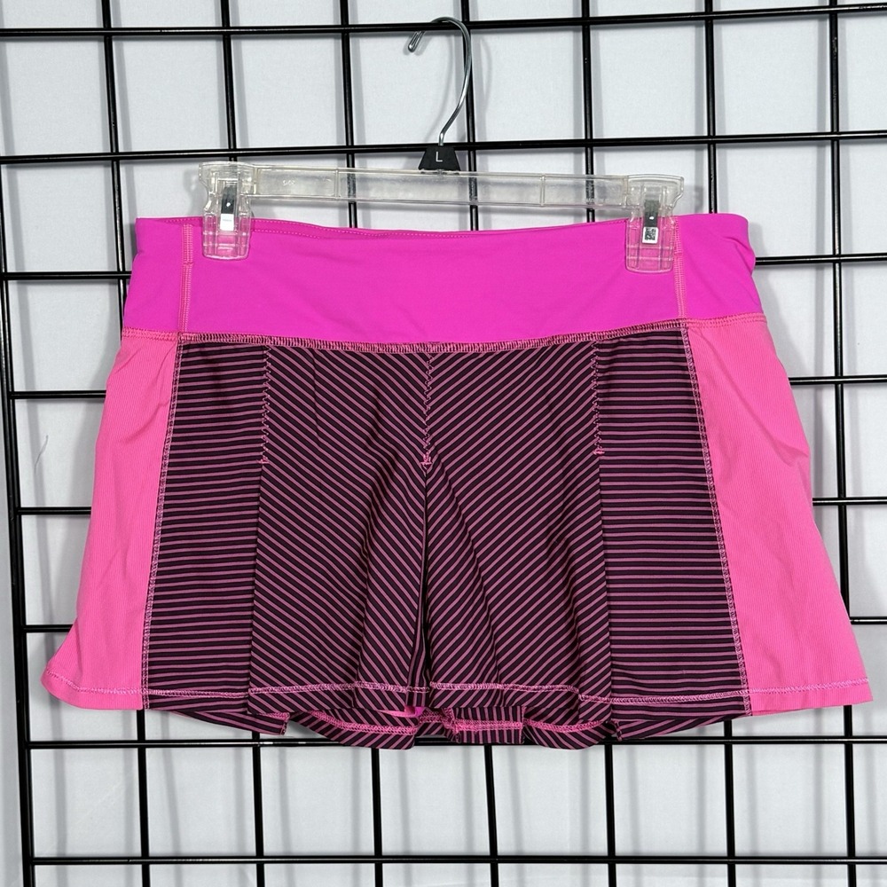 Lululemon Athletica Fast Cat Skirt Skort Womens 8 Pink Raspberry Glo Stripe